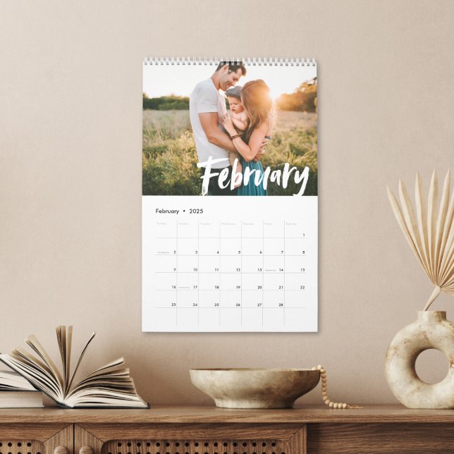 Modern Chic CUSTOMIZABLE COLOR Script Photo Calendar (Creator Uploaded)