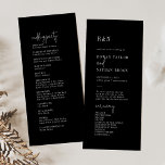 Modern Chic Dark Black Flat Wedding Program Programme<br><div class="desc">This minimalist chic dark black flat wedding program is perfect for a simple wedding. The minimal boho design features rustic unique and stylish bohemian typography in a sophisticated and moody dark black. Include the name of the bride and groom, the wedding date and location, thank you message, order of service,...</div>