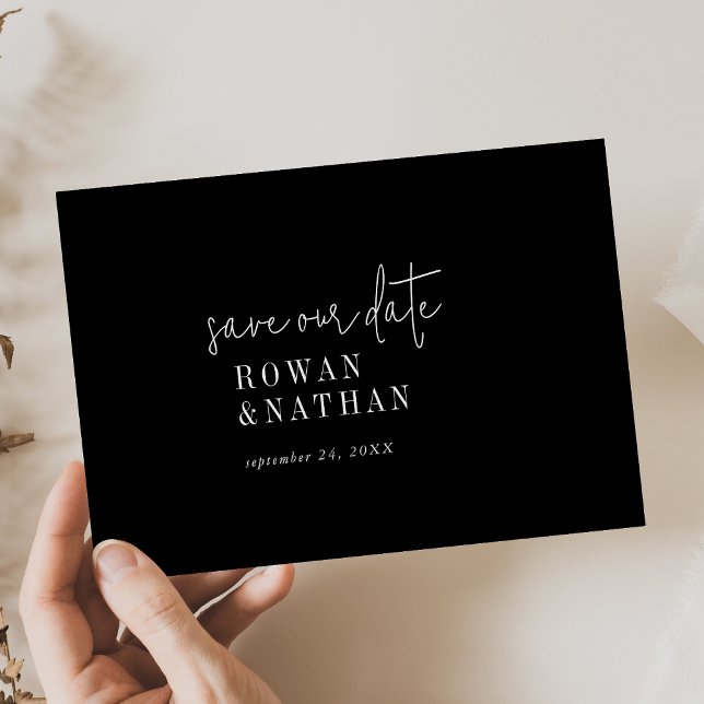 Modern Chic Dark Black Wedding Save The Date (Creator Uploaded)