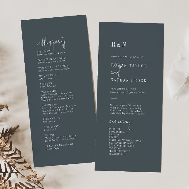 Modern Chic Dark Navy Blue Flat Wedding Program Programme (Creator Uploaded)