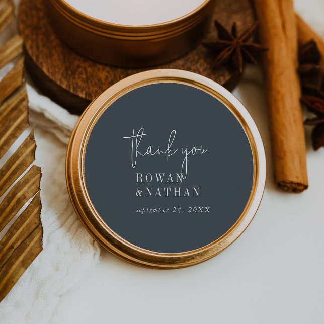Modern Chic Dark Navy Blue Thank You Stickers (Creator Uploaded)