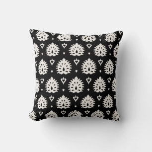 Modern chic decorative black and white ikat pillow