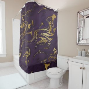 Modern Chic Deep Plum and Marble Shower Curtain