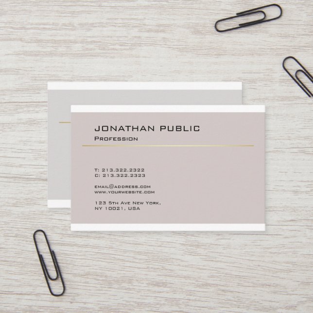 Modern Chic Design Minimalist Plain Professional Business Card (Front/Back In Situ)