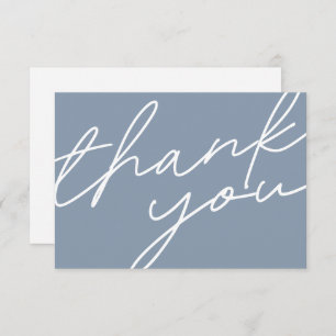 Modern Chic Dusty Blue Calligraphy Script Wedding  Thank You Card