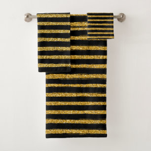 Modern chic elegant black and gold          bath t bath towel set