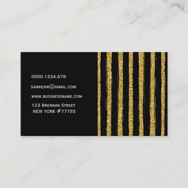 Modern chic elegant black and gold  business card (Front)