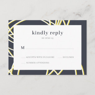 Modern Chic Elegant Blue Yellow Wedding RSVP Enclosure Card