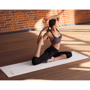 Modern Chic Elegant Pink Stripes Monogram Exercise Yoga Mat