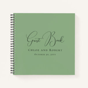 Modern Chic Elegant Sage Green Wedding Guest Book