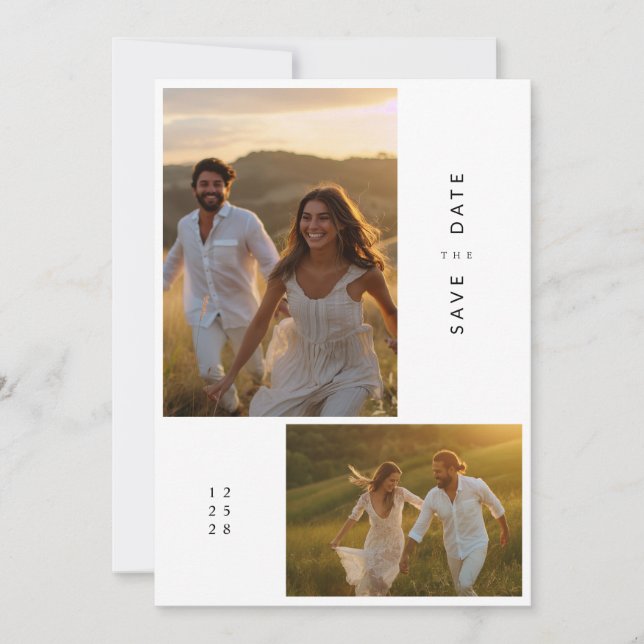 Modern Chic Elegant Save The Date Photo Card (Front)