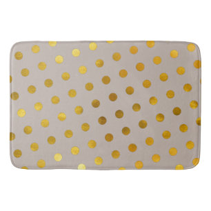 Modern Chic Elegant Simple Taupe & Gold Polka Dots Bath Mat