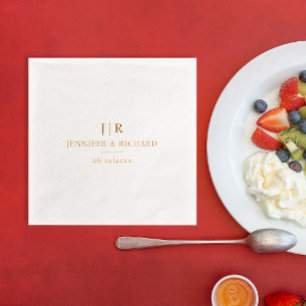 Modern Chic Elegant Wedding Name Date Monogram Foil Napkins