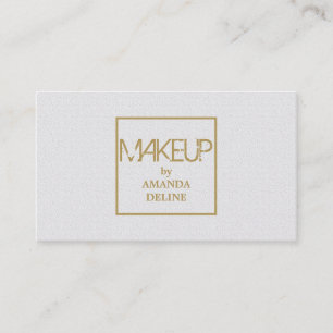 Modern Chic Elegant White Faux Gold Makeup Artist Business Card