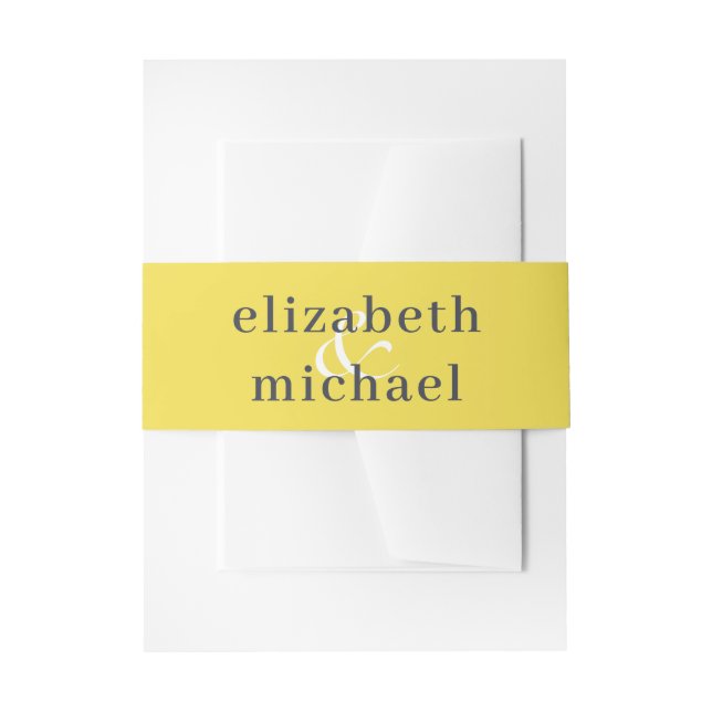Modern Chic Elegant Yellow Blue Belly Band Invitation Belly Band (Front Example)