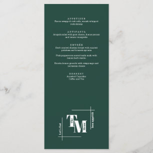 Modern Chic Emerald Green Boho Wedding Thank You Menu
