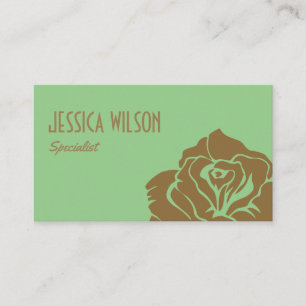 Modern chic emerald green golden flower business card