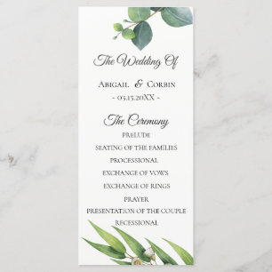 Modern Chic Eucalyptus Foliage Wedding Program Programme