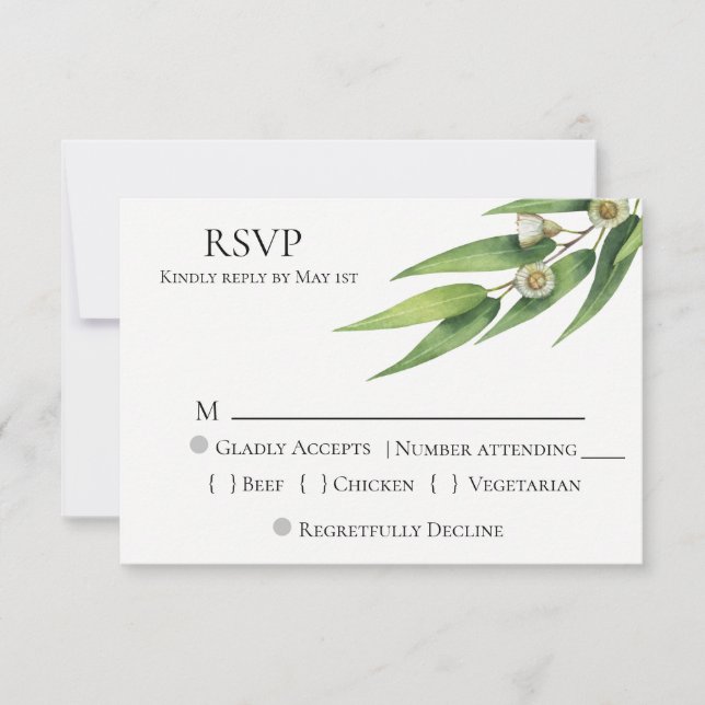 Modern Chic Eucalyptus Wedding RSVP (Front)