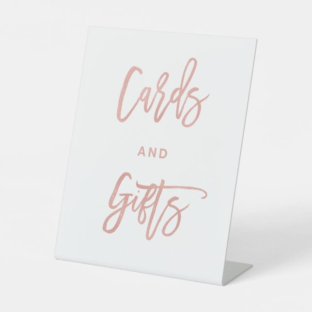Modern Chic Fairytale Rose Gold Cards & Gifts Sign (Front)