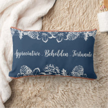 Modern Chic Fall Foliage Navy-Orange Lumbar Pillow
