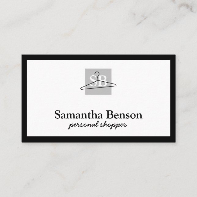 Modern chic fashion stylist personal shopper business card (Front)