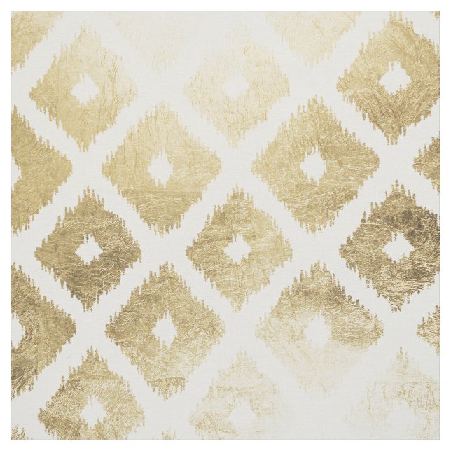 Modern chic faux gold leaf ikat pattern fabric (Swatch)