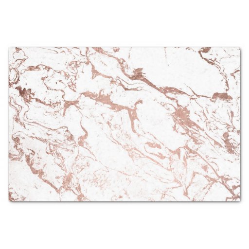 Modern chic faux rose gold white marble Tissue Paper
