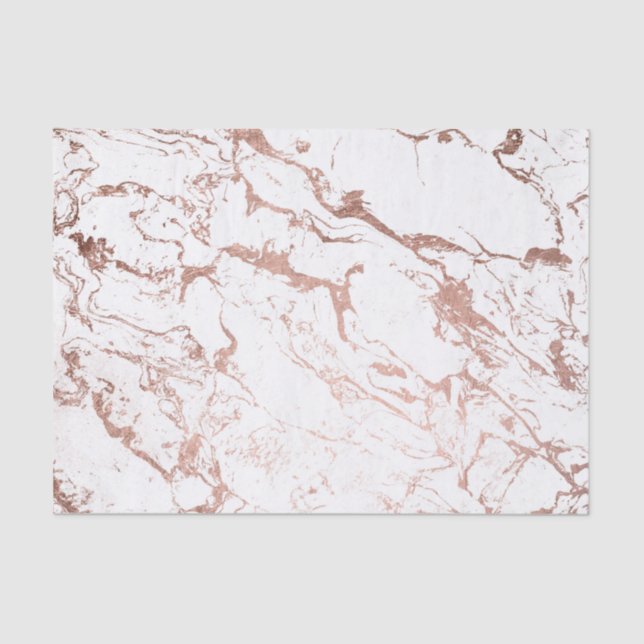 Modern chic faux rose gold white marble tissue paper (Front)