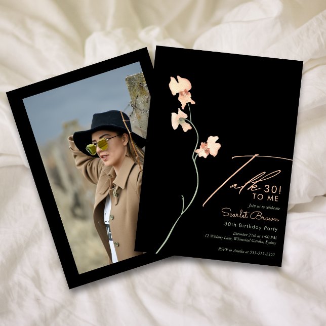 Modern Chic Floral 30th birthday  Invitation (Creator Uploaded)
