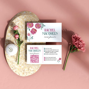 Modern Chic Floral Blooms Watercolor Business Card