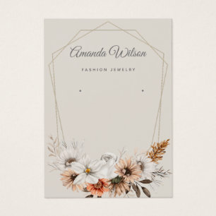 Modern chic Floral jewellery earring display card 
