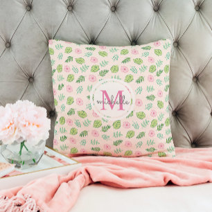 Modern Chic Floral Monogram Cushion