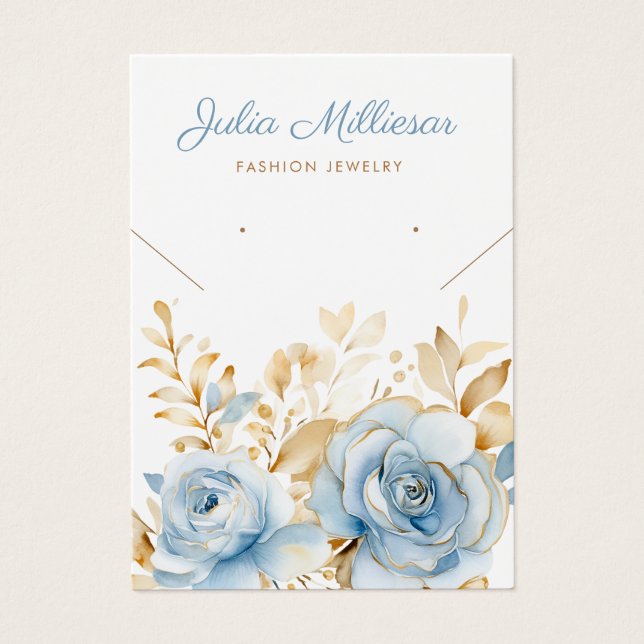 Modern chic floral necklace earring display card  (Front)