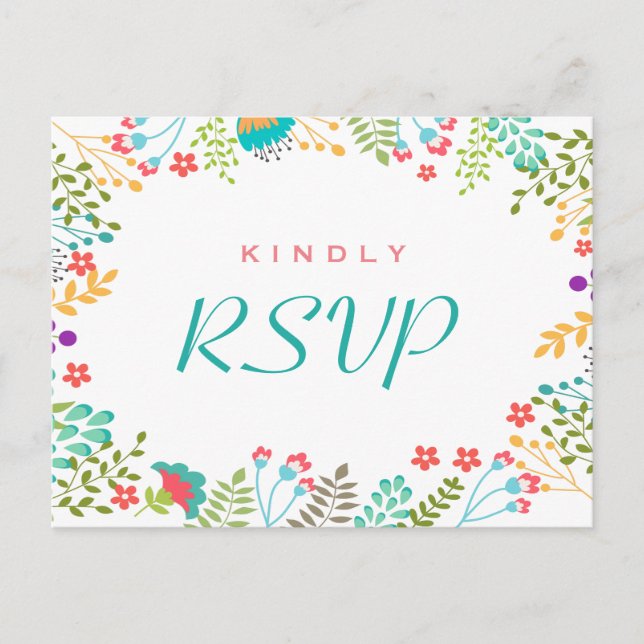 Modern Chic Floral RSVP Response Invitation Postcard (Front)