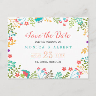 Modern Chic Floral Save the Date Announcement Postcard