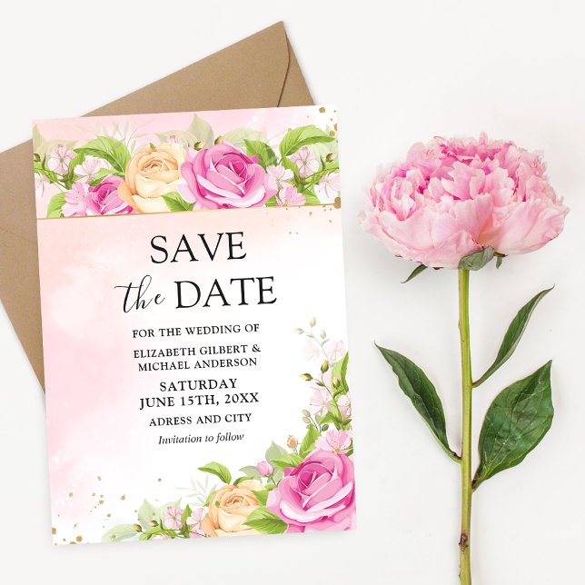 Modern Chic Floral Save the Date Invitation (Creator Uploaded)