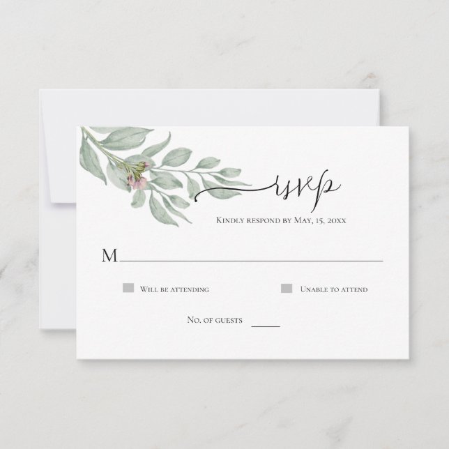 Modern Chic Floral Simple RSVP Card (Front)