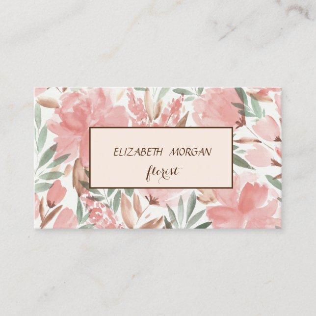 Modern Chic Frame Floral Business Card (Front)