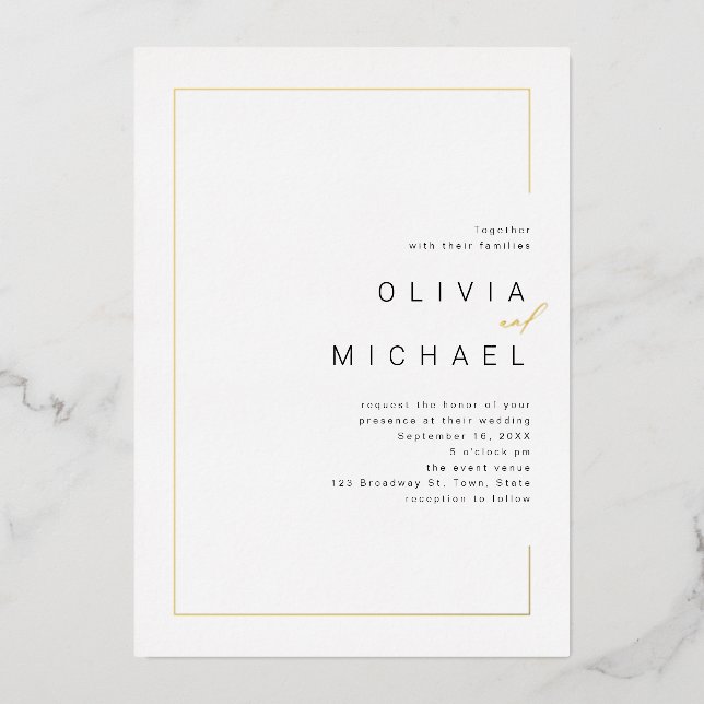 Modern chic frame minimalist photo wedding (Front)