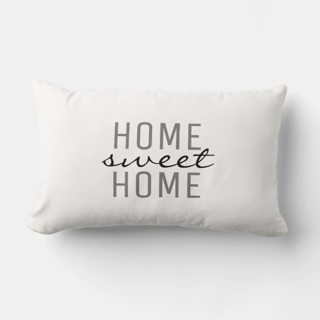 Modern chic fresh white Home Sweet Family Lumbar Cushion (Front)