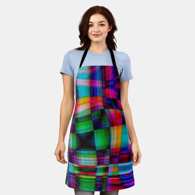 Modern Chic Funky Tartan Plaid Apron (Worn)