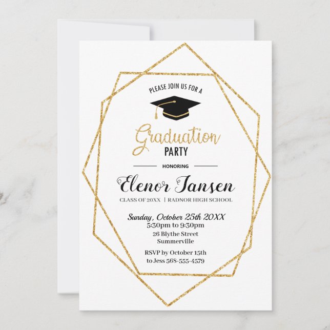 Modern Chic Geometric Graduation Party Invitation (Front)