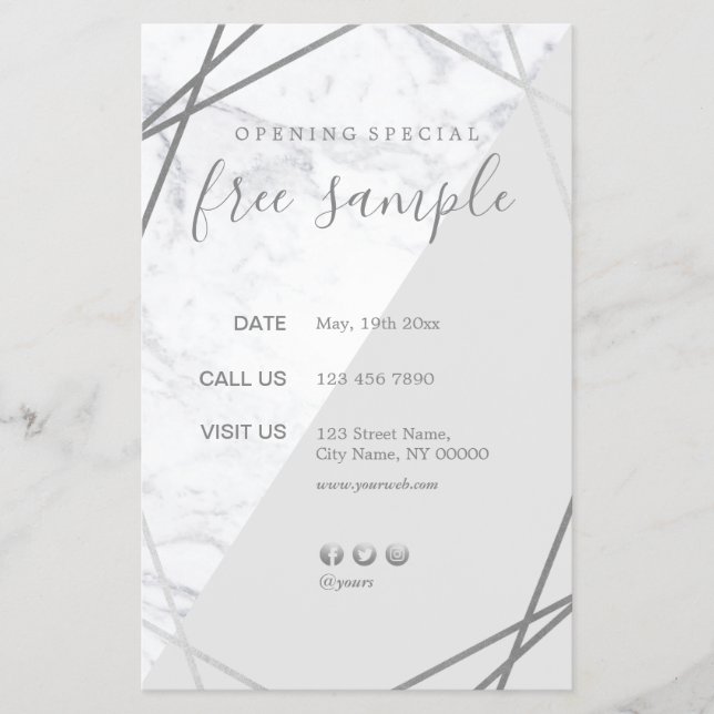 Modern Chic Geometric Marble Silver 5.5x8.5 Flyer (Front)