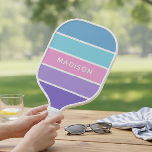 Modern Chic Girly Colour Block Personalised Name Pickleball Paddle