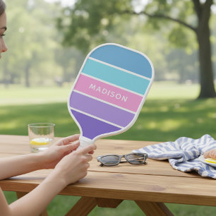 Modern Chic Girly Colour Block Personalised Name Pickleball Paddle