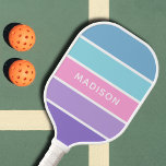 Modern Chic Girly Colour Block Personalised Name Pickleball Paddle<br><div class="desc">Modern Chic Girly Colour Block Personalised Name Pickleball Paddle features a simple, colourful and modern design in a colour block pattern of turquoise, pink and purple with your personalised name in modern script typography. Perfect gift for Christmas, birthday, Mother's Day, best friends, sister and more. Designed by ©Evco Studio www.zazzle.com/store/evcostudio...</div>