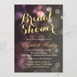 Modern Chic Glitter Bokeh Bridal Shower Invitation