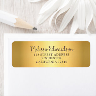 Modern chic glitter gold script return address
