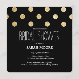 Modern Chic Gold & Black Shower or Dinner Party Invitation